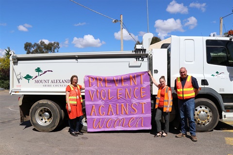 Council staff with the truck to be decorated in the 2023 Rotary Truck Show.